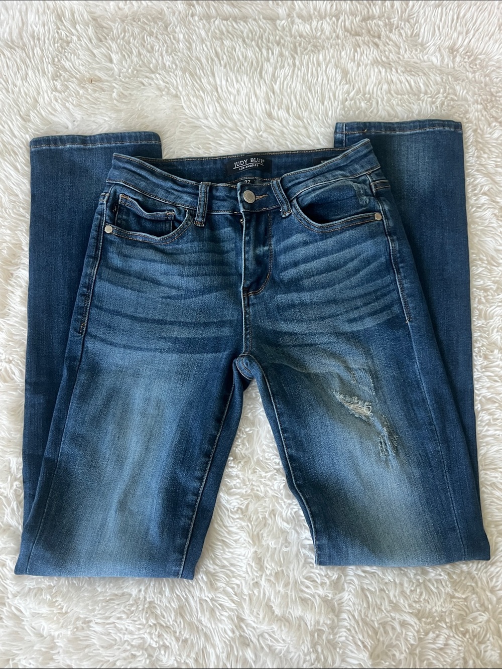 Judy Blue Straight Leg Distressed Jeans Size 27 ^